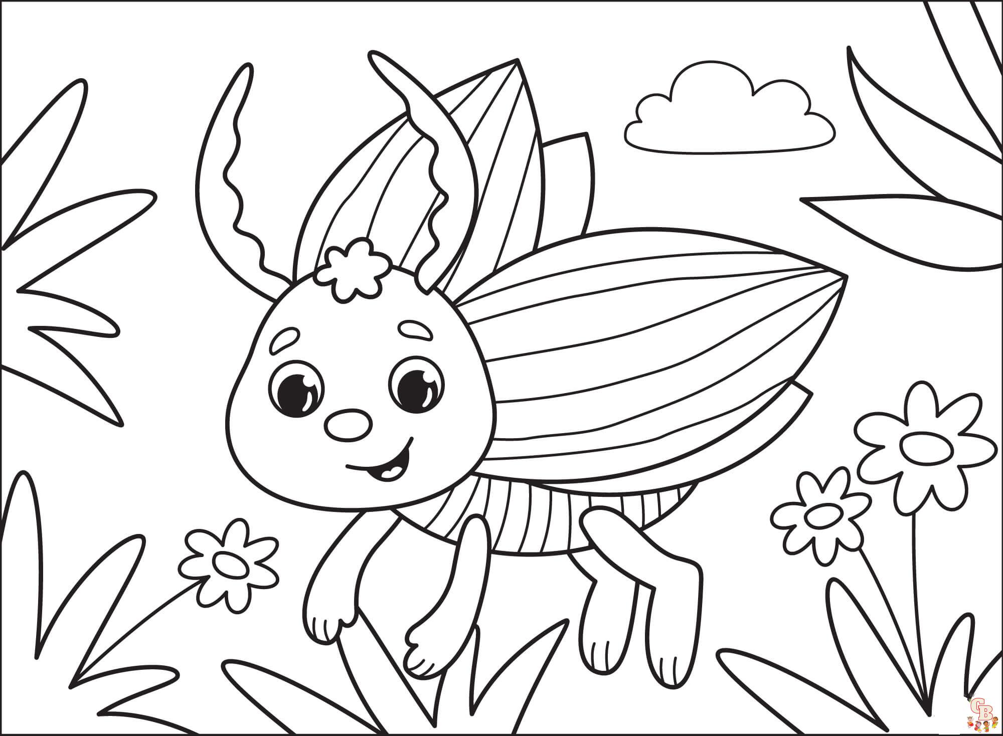 Printable and easy bugs coloring pages for kids