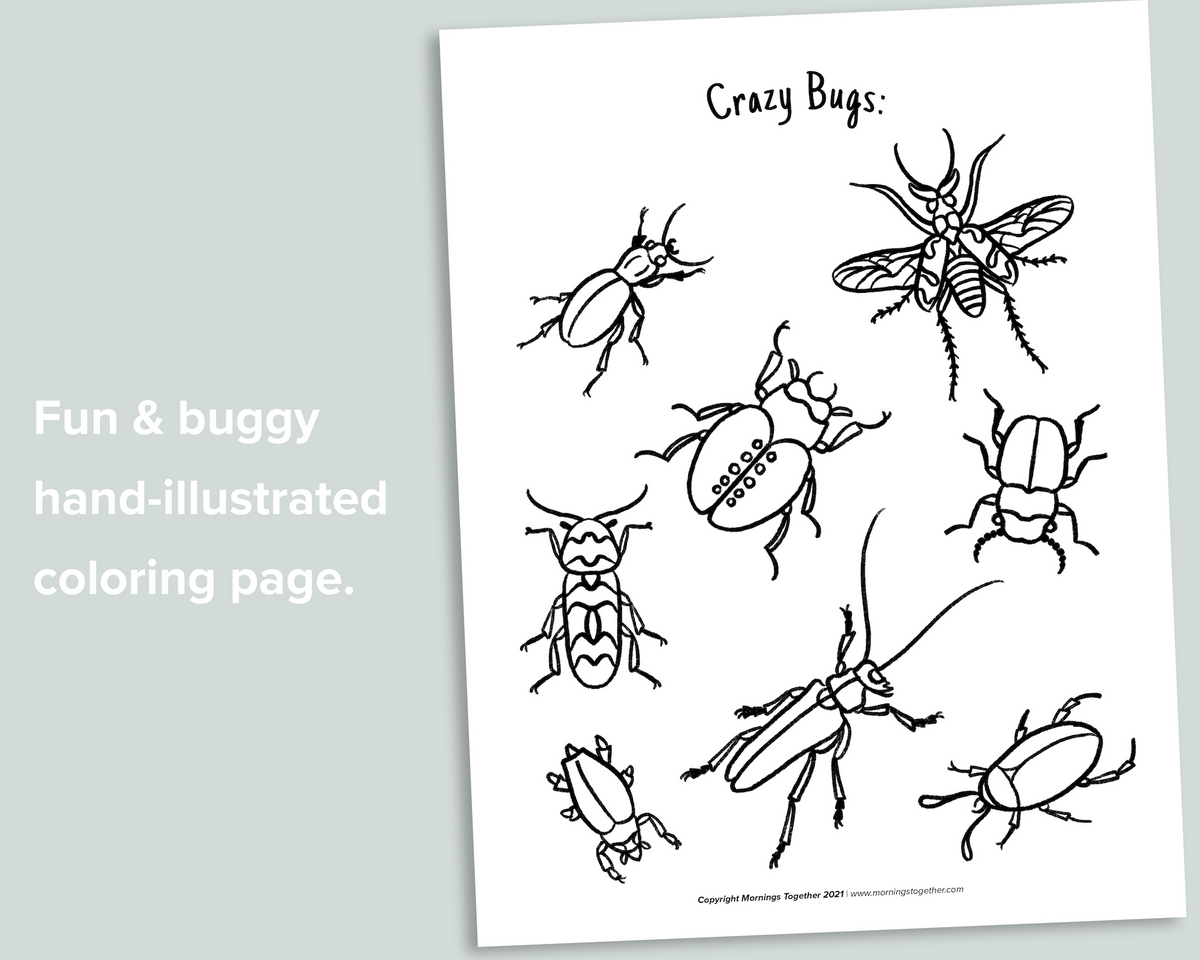 Bugs coloring page freebie â mornings together