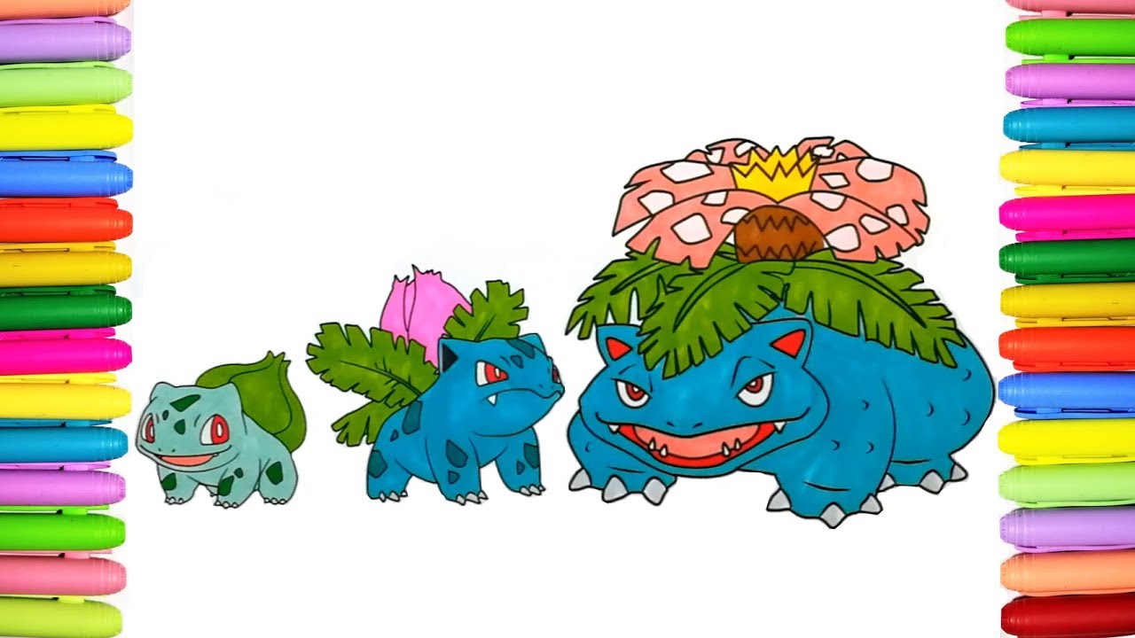 Pokemon coloring pages bulbasaur yvysaur and venusaur