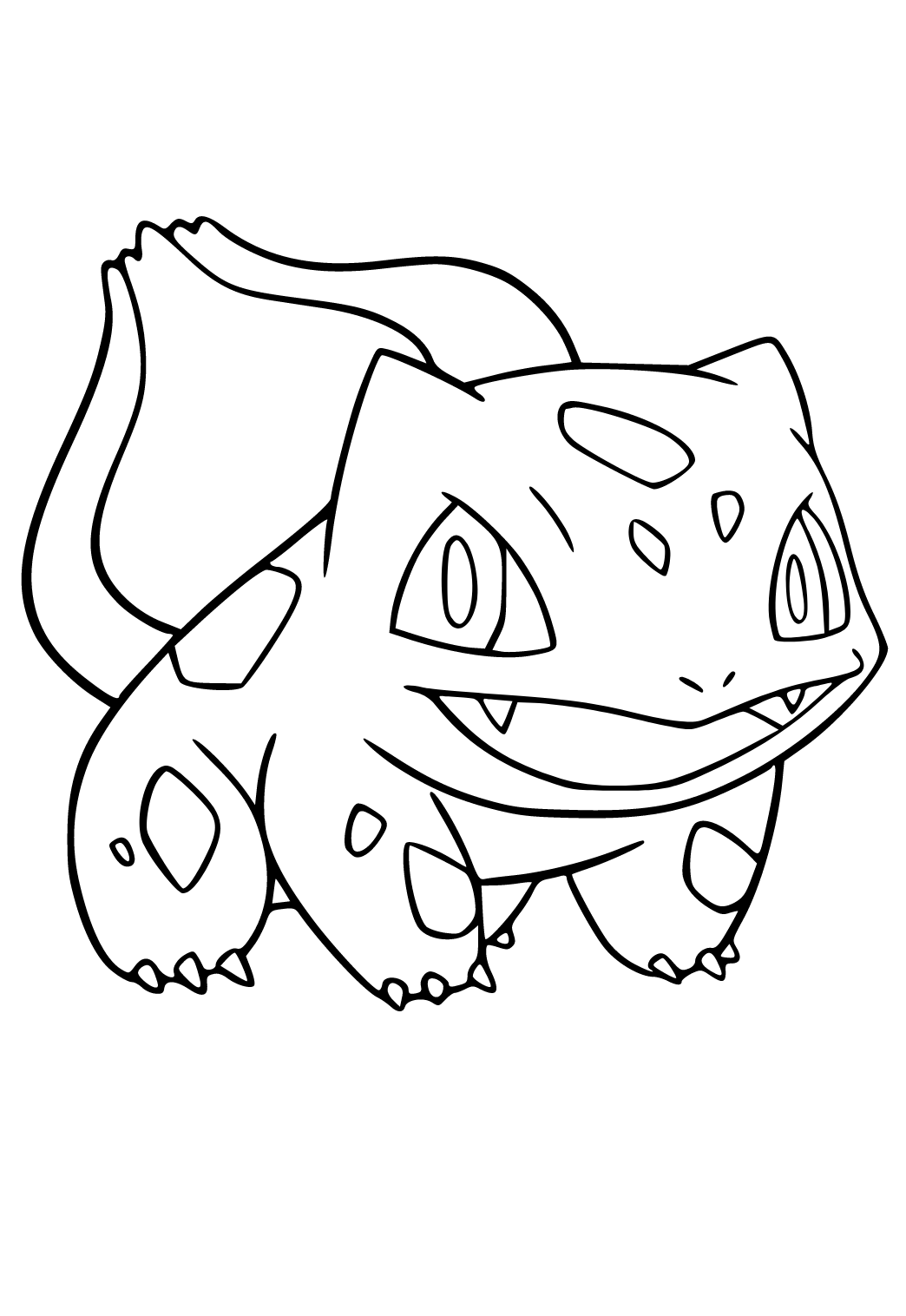 Free printable bulbasaur smile coloring page for adults and kids