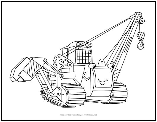 Happy bulldozer coloring page print it free