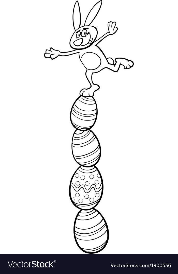 Cute easter bunny coloring page royalty free vector image