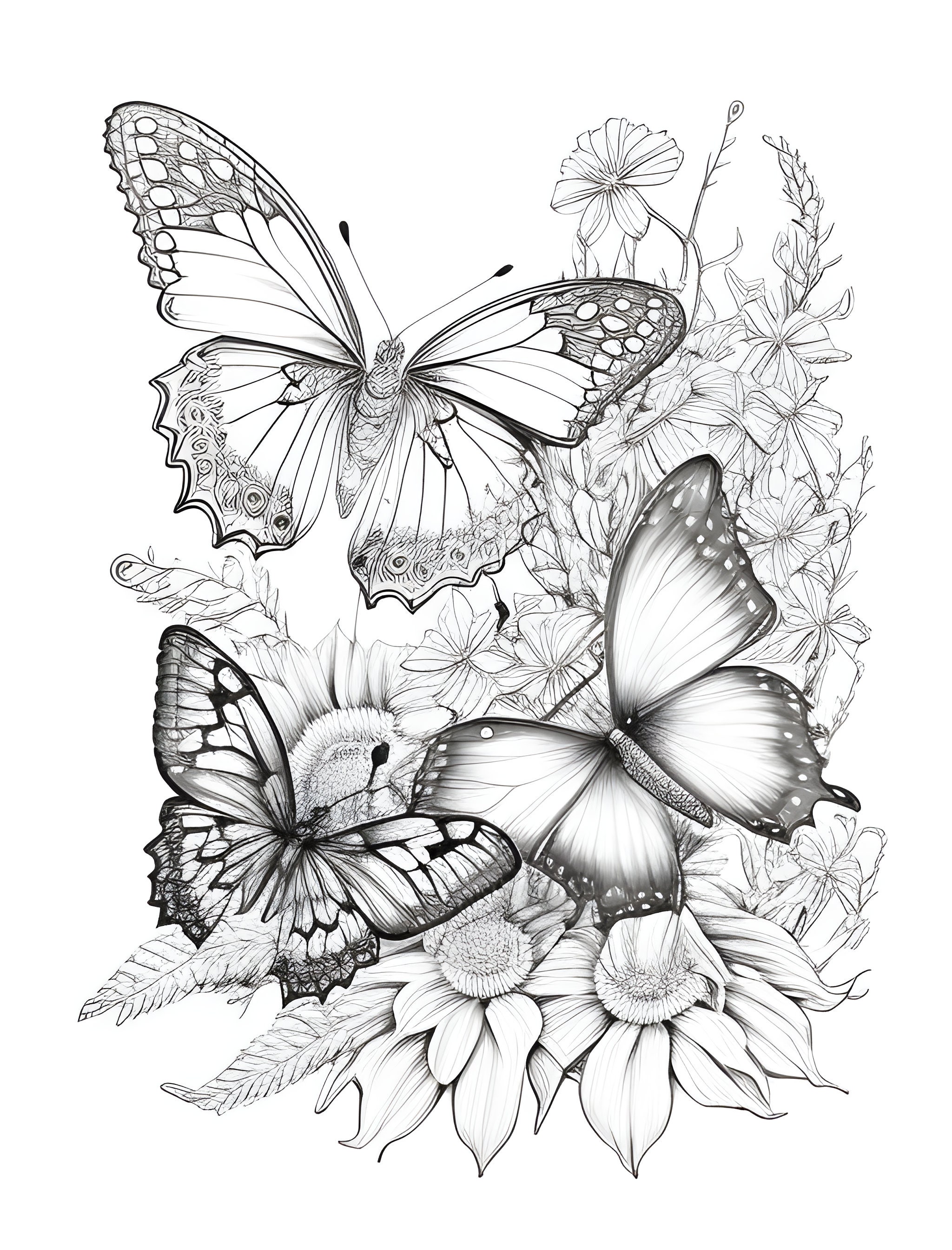 Coloring book for adults beautiful butterflies for relaxation and creativity pages