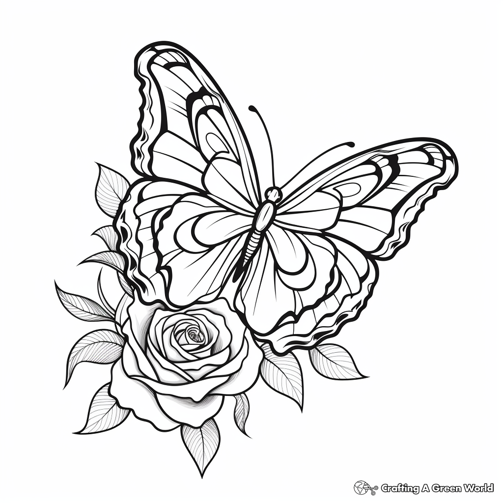 Flowers and butterflies coloring pages