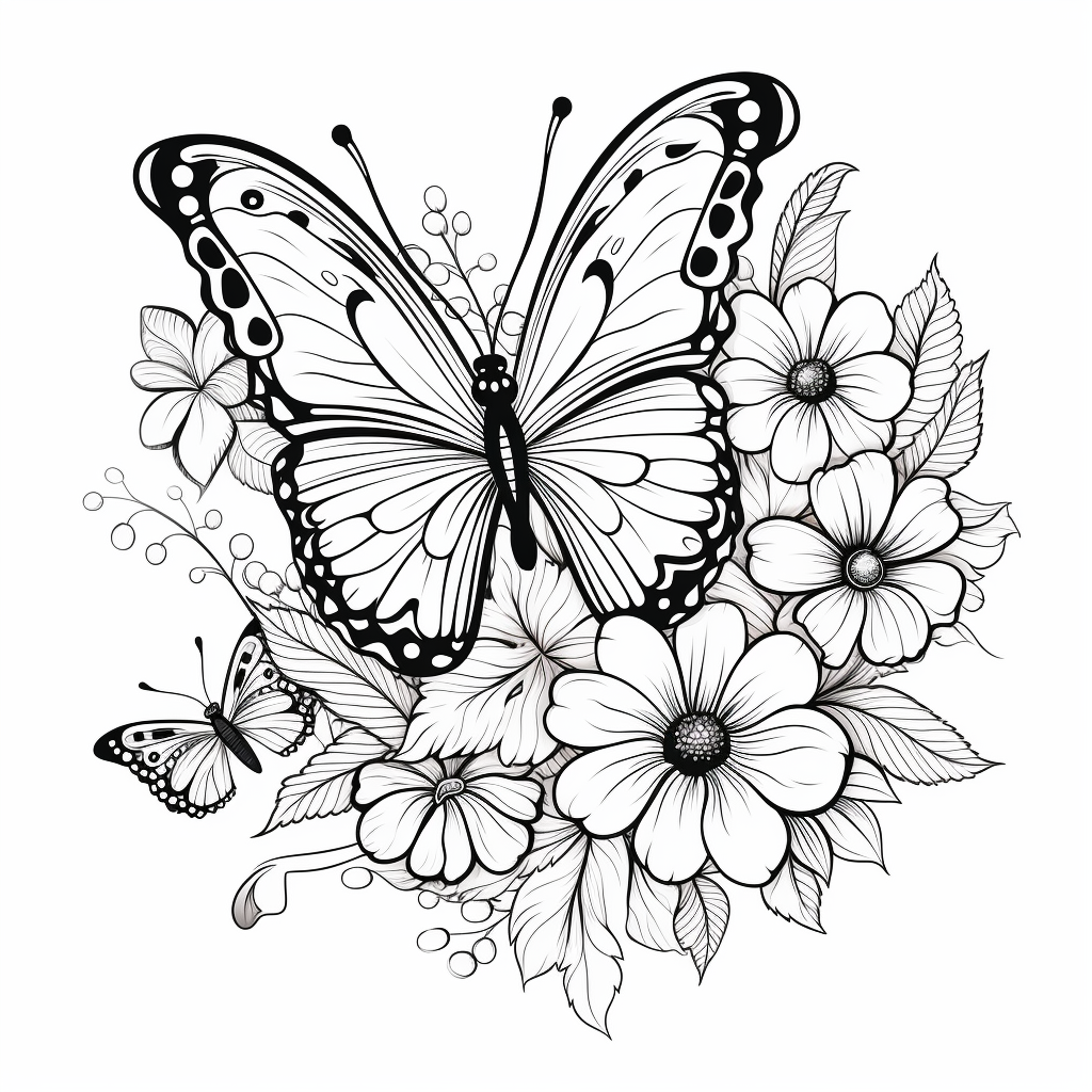 Flower butterfly coloring pages