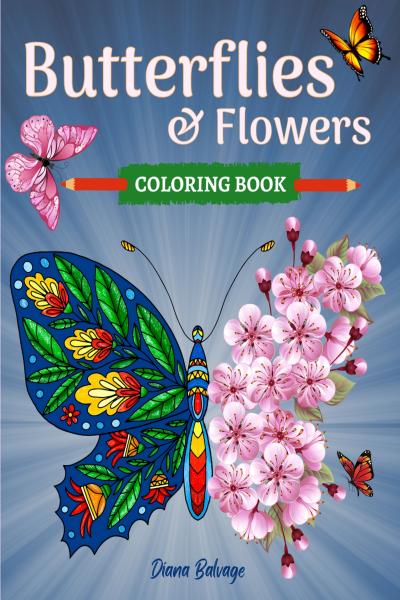 Butterflies and flowers coloring book