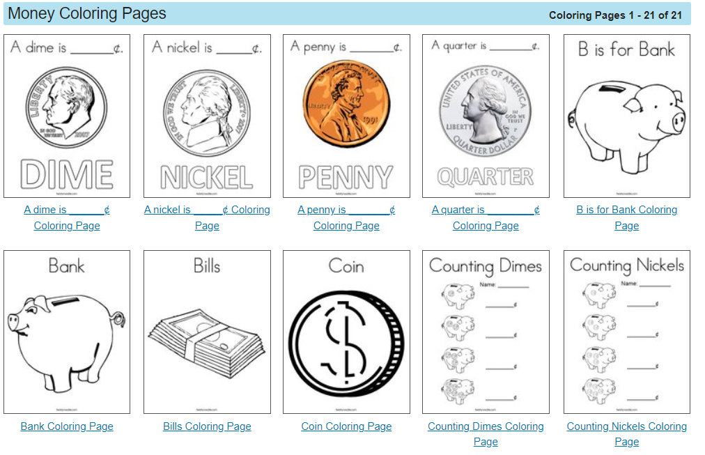 Best money coloring pages both coins bills