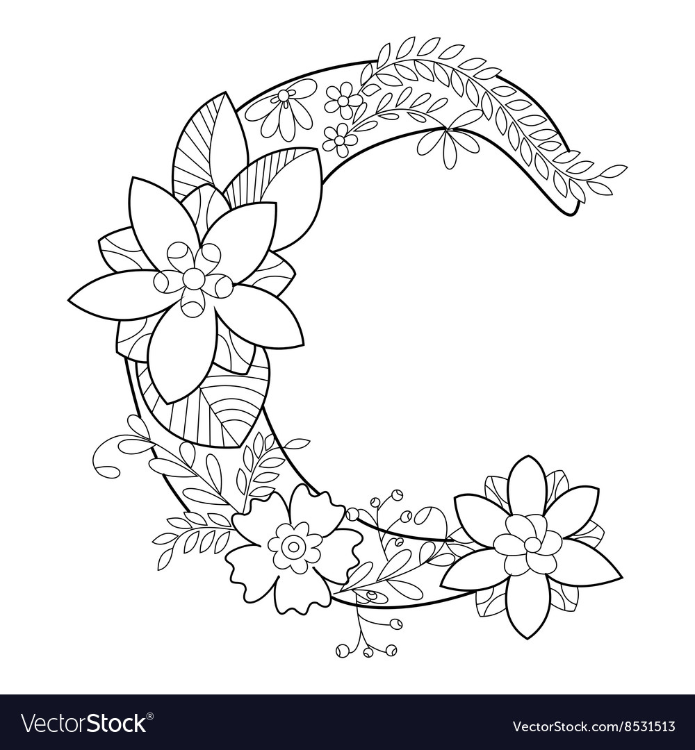 Letter c coloring book for adults royalty free vector image