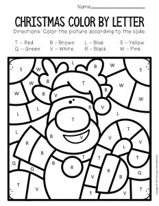 Color by capital letter christmas preschool worksheets