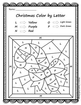 Christmas color by letter worksheets bundle tpt