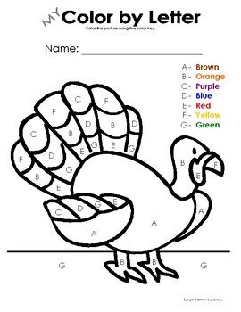 My color by letter and number turkey