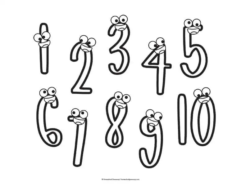 Printable number coloring pages for early learners