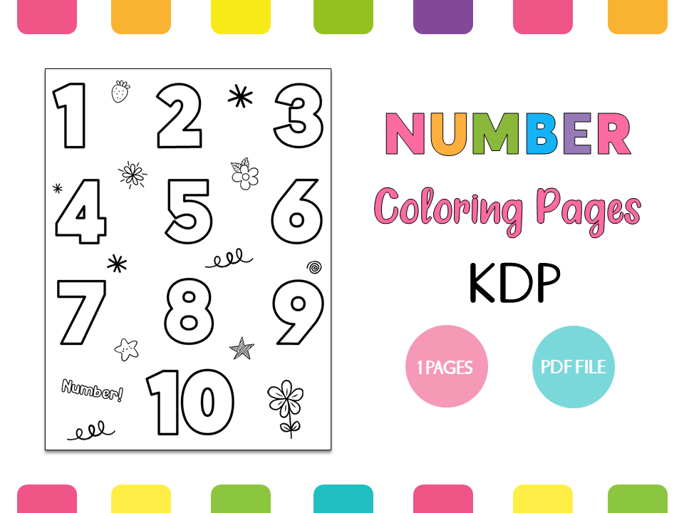 Number coloring pages for kids made by teachers