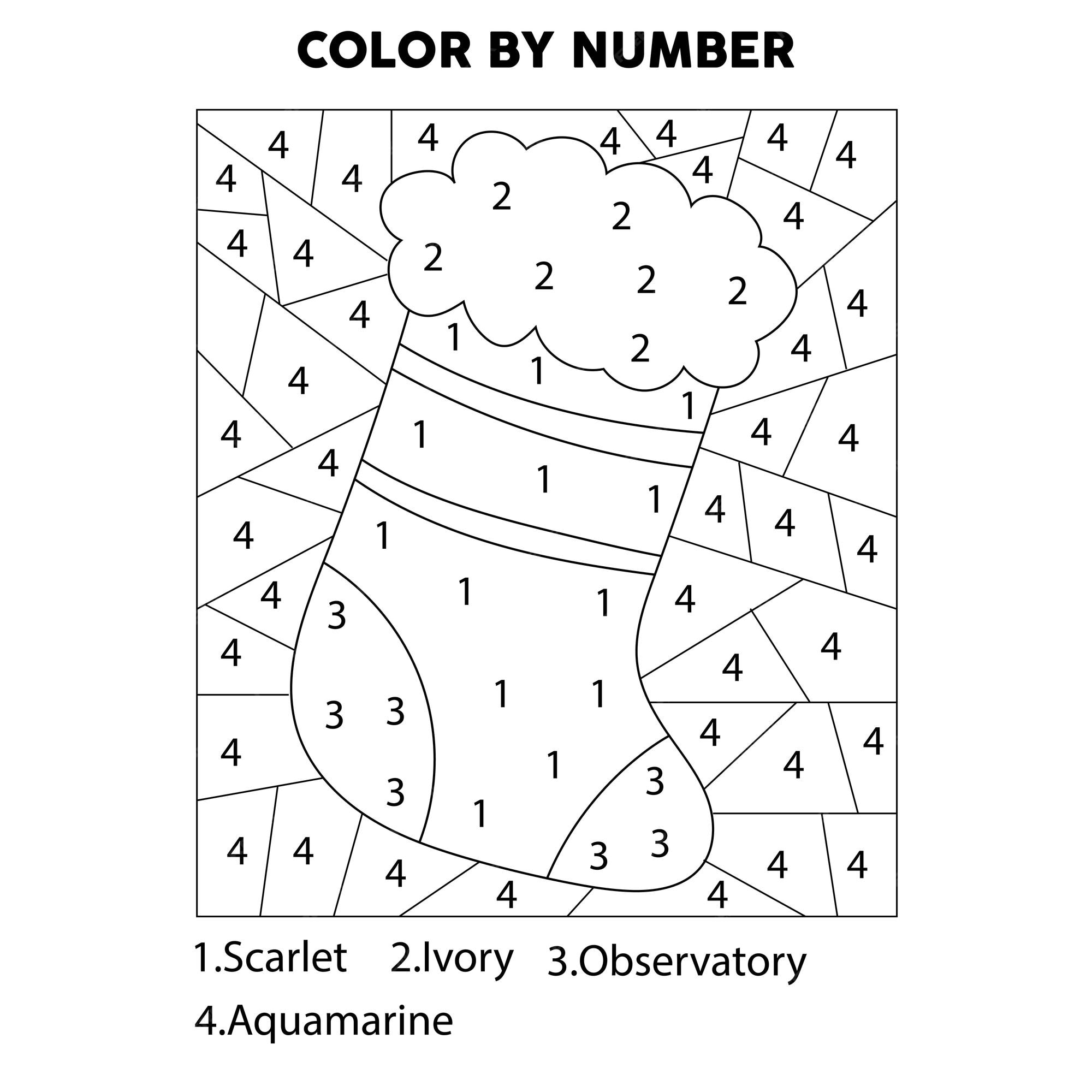 Premium vector christmas color by number coloring page