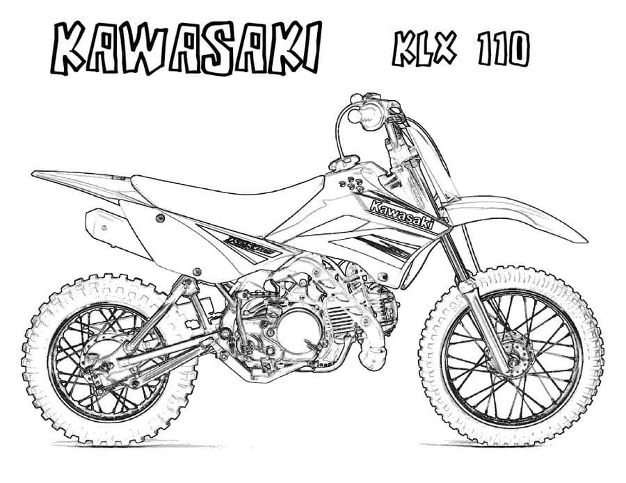 Motorcycle kawasaki klx coloring page