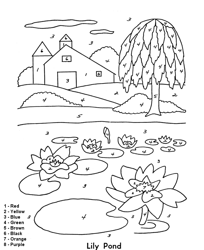 Color by number coloring page easy beginner follow the color numbers to color