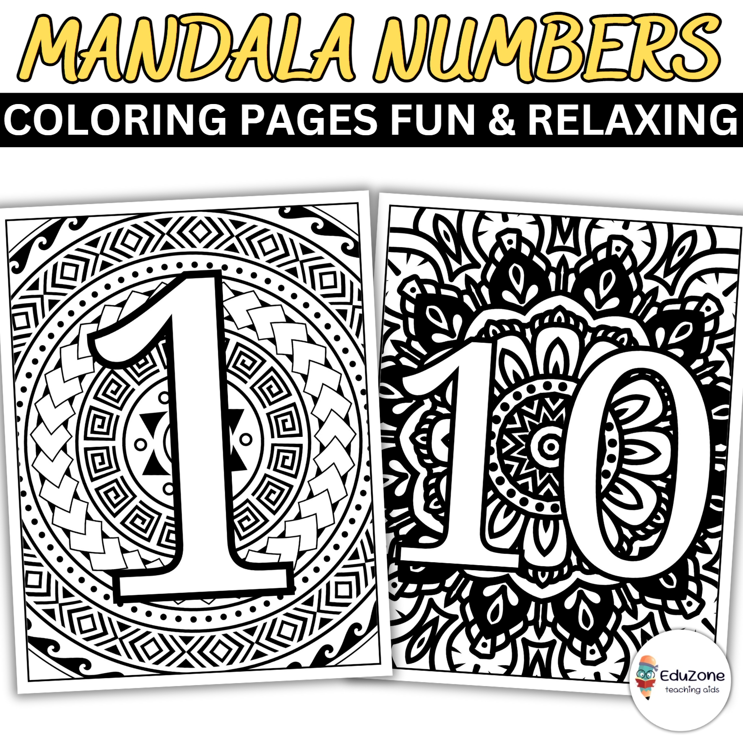 Learn numbers with mandala coloring pages relaxing printable