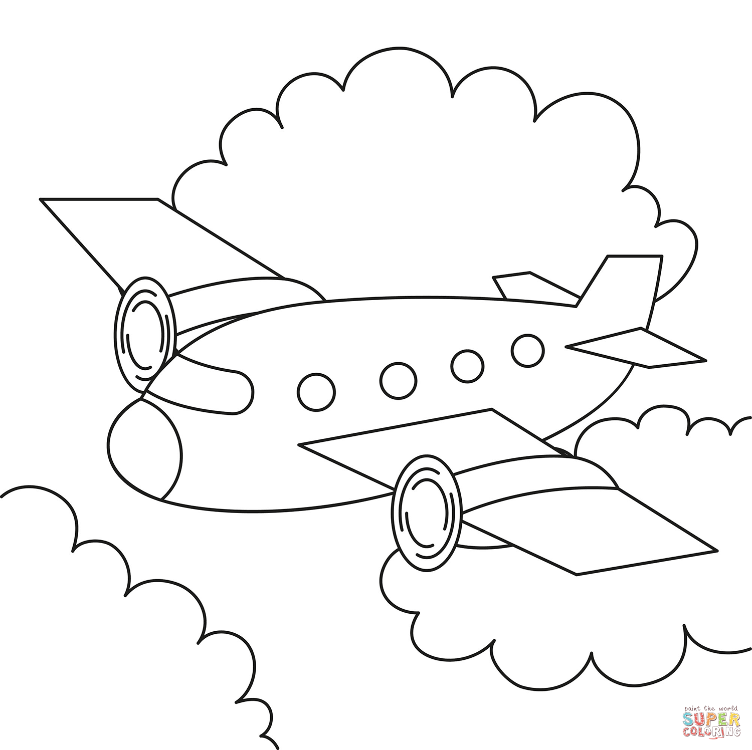 Cartoon airplane coloring page free printable coloring pages