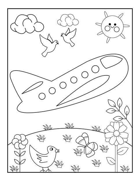 Premium vector airplane coloring pages with cute design vector