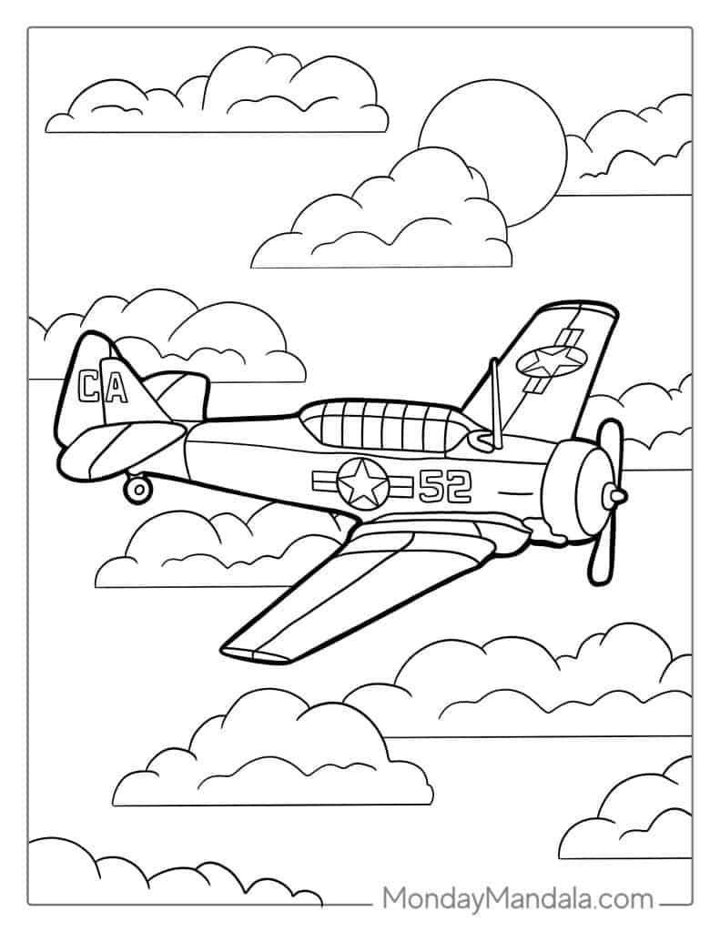 Airplane coloring pages free pdf printables