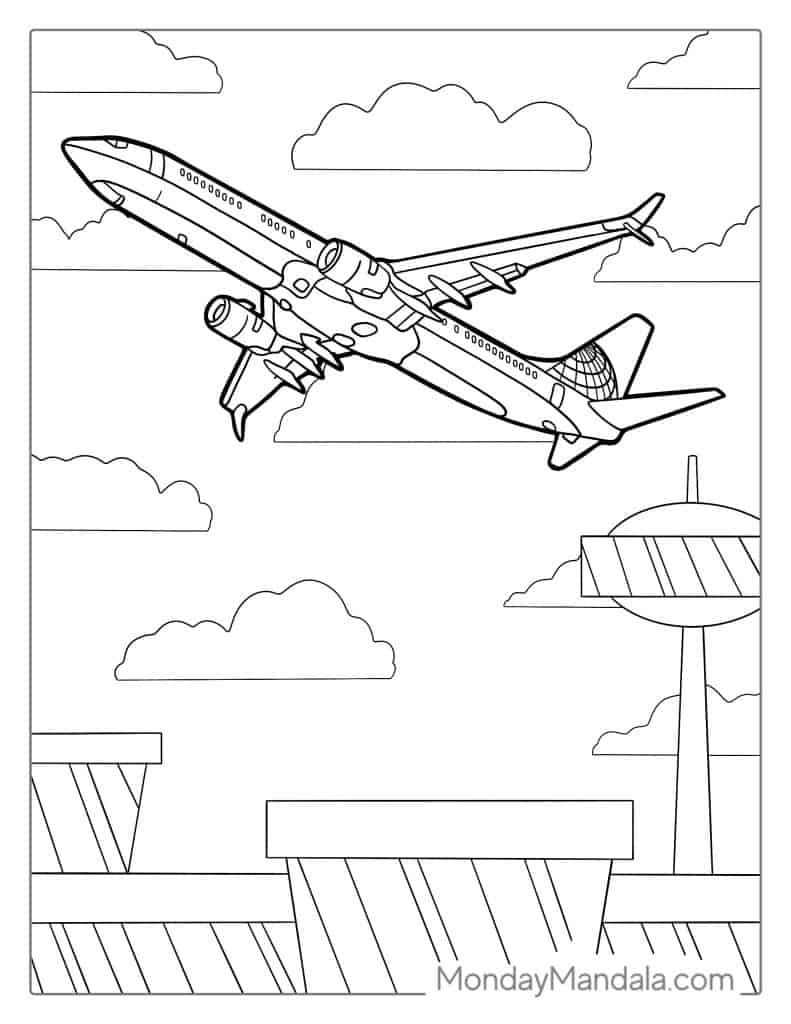 Airplane coloring pages free pdf printables