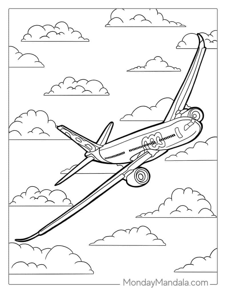 Airplane coloring pages free pdf printables