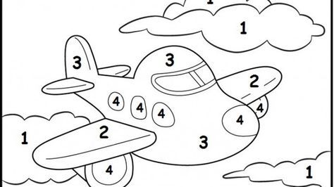 Color by number plane worksheet numbers preschool color worksheets transportation worksheet