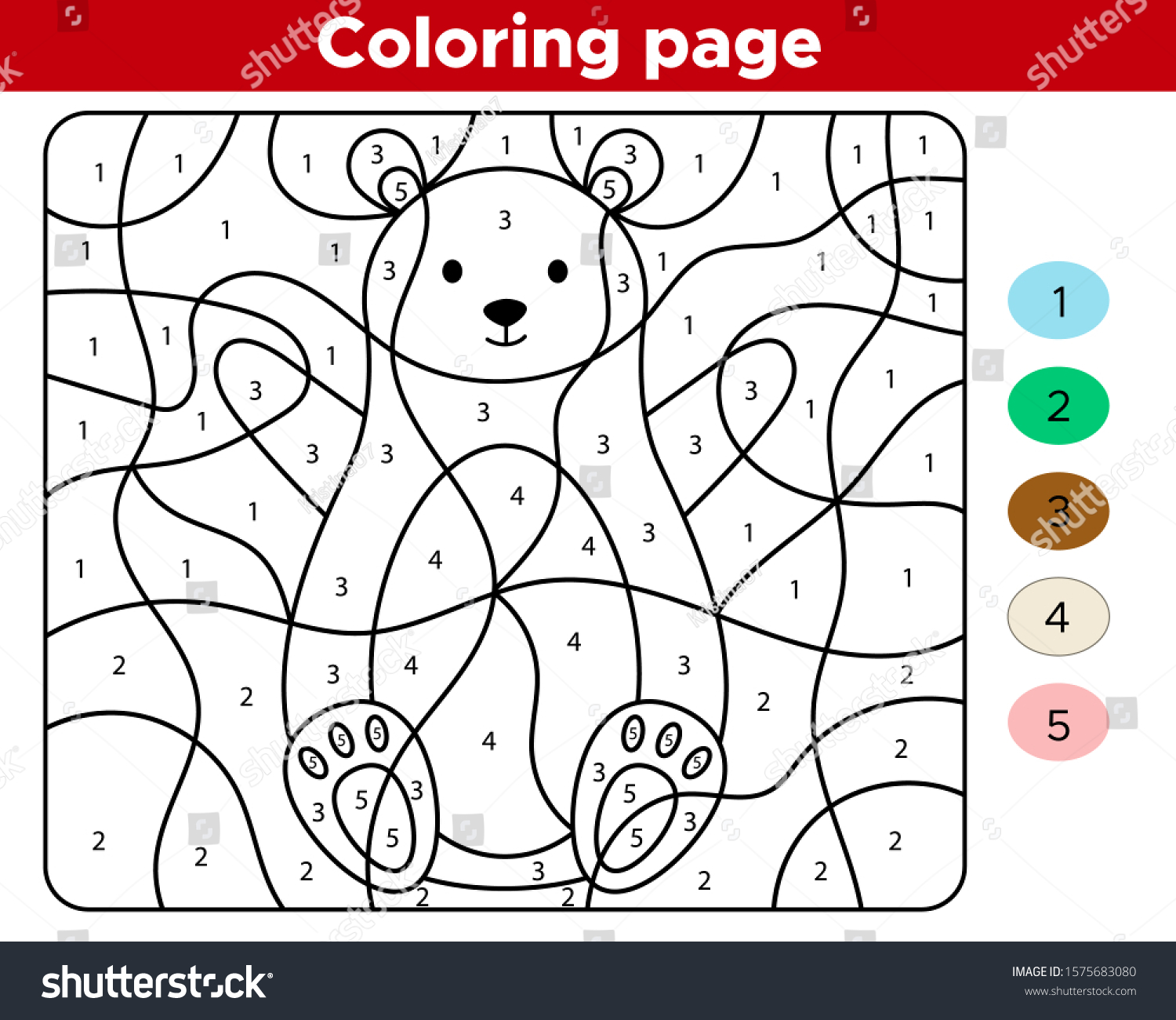 Coloring page children learn numbers preschoolers stock vector royalty free