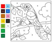 Birds color by number coloring pages free coloring pages