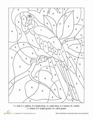 Color by numbers number worksheets and parrots on bird coloring pages free coloring pages coloring pages