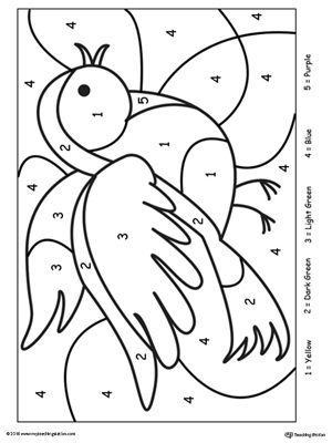 Free color by number bird kindergarten colors number worksheets color by number printable