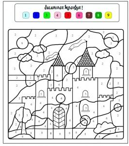 Color by number castle worksheet coloring pages castle coloring page coloring pages for kids