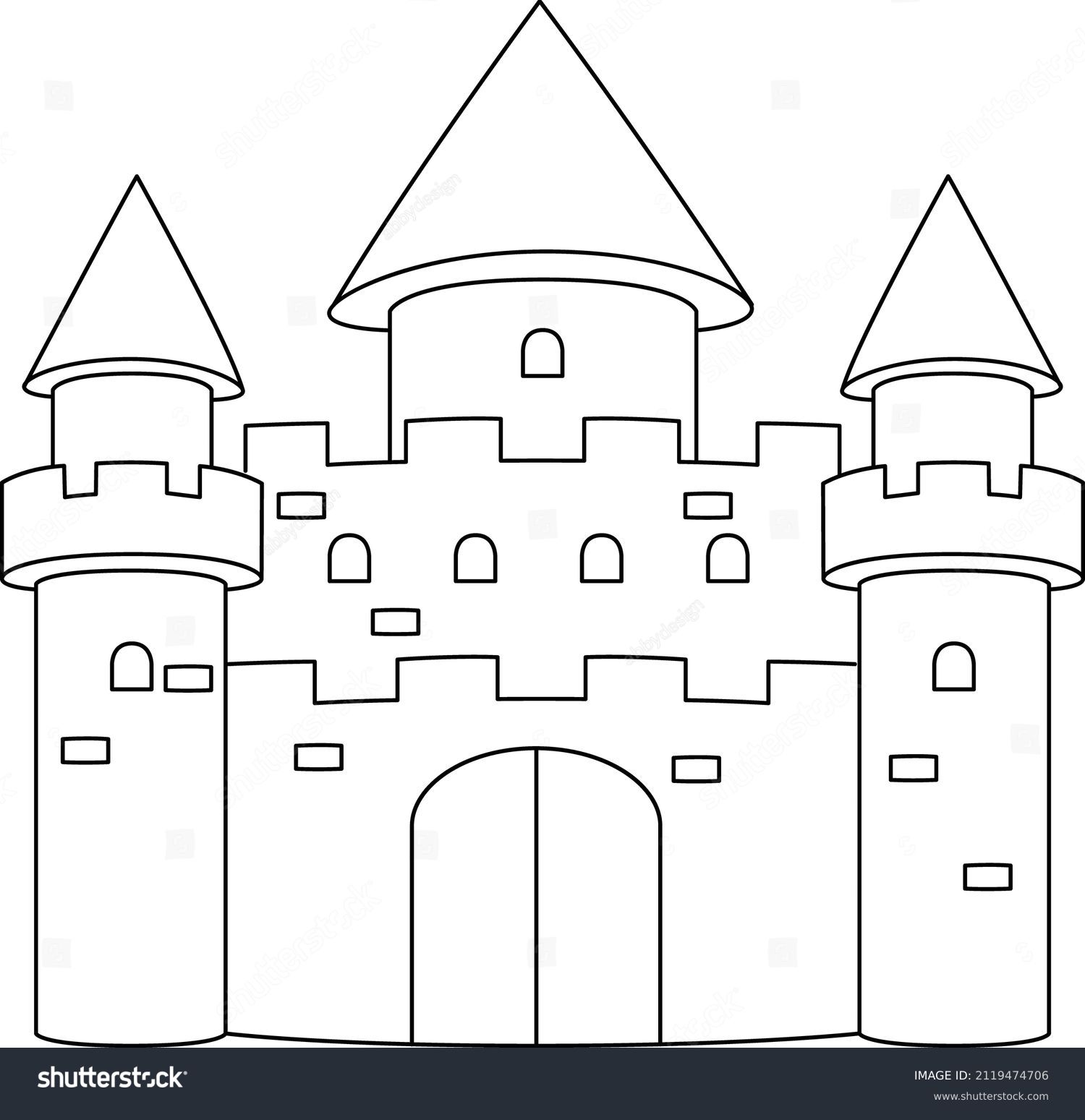 Unicorn castle coloring page isolated kids stock vector royalty free