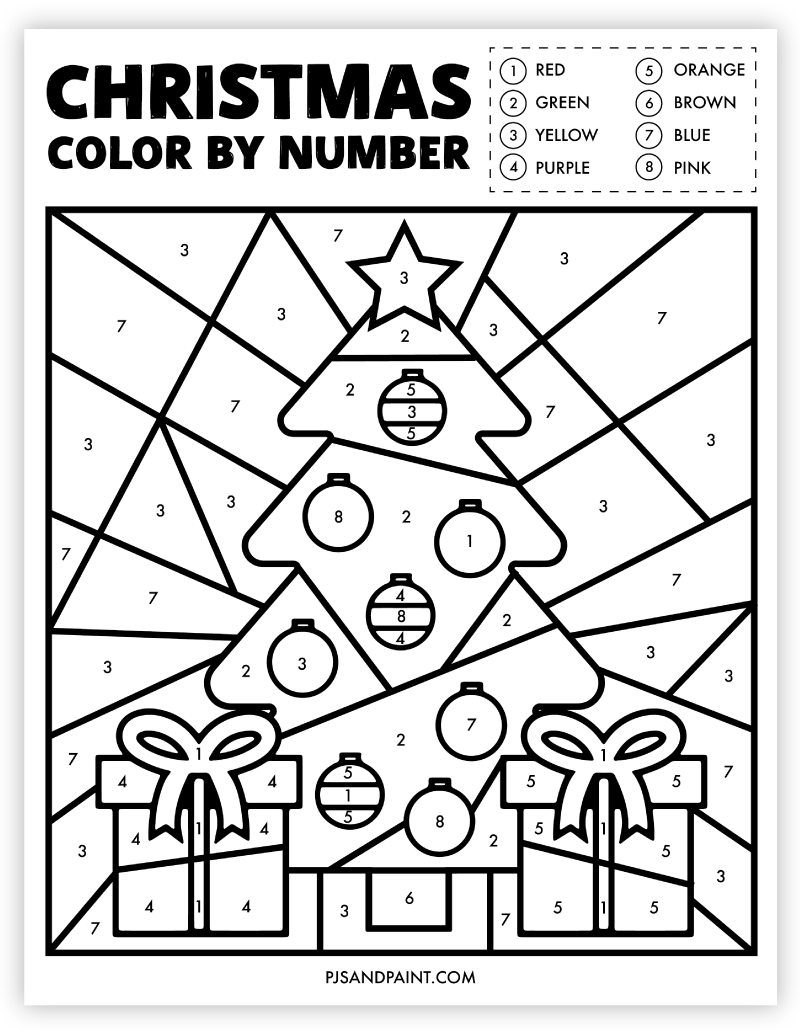 Free printable christmas color by number worksheet