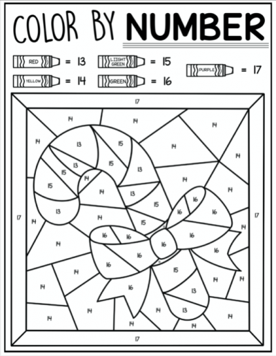 Free christmas color by number coloring pages