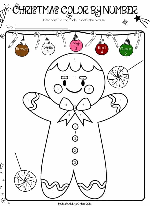 Free christmas color by number printables homemade heather