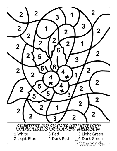 Free christmas color by number printables