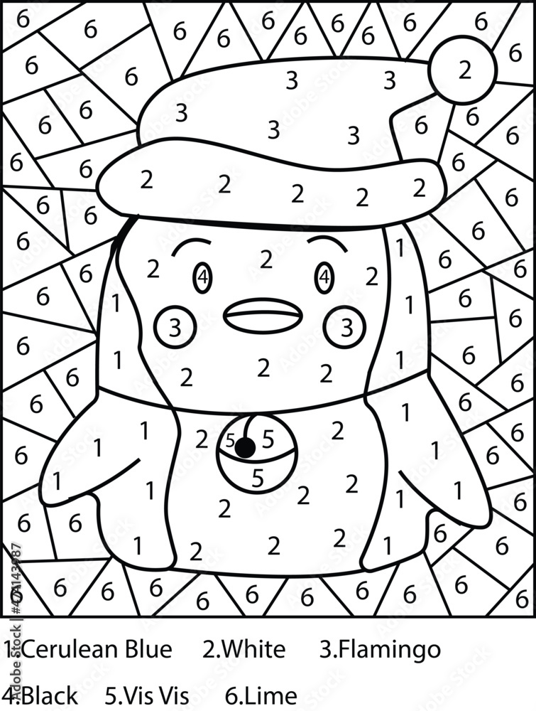 Christmas color by number colour by number for kids and teens coloring page vector