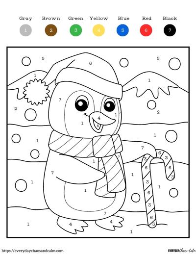 Free printable christmas color by number pages for kids