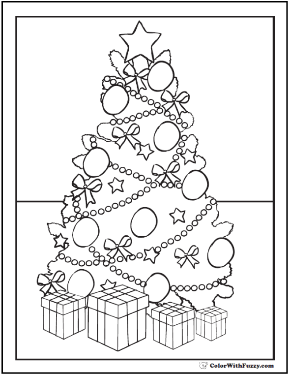 Pretty christmas tree coloring pages