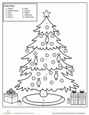 Color by number christmas tree worksheet education christmas worksheets christmas coloring pages colorful christmas tree