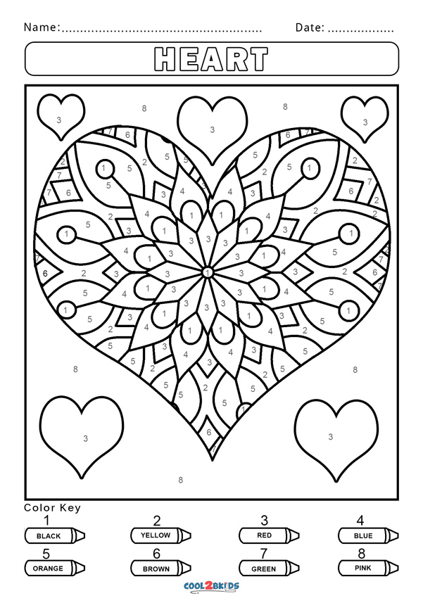 Color by number coloring pages printable for free download