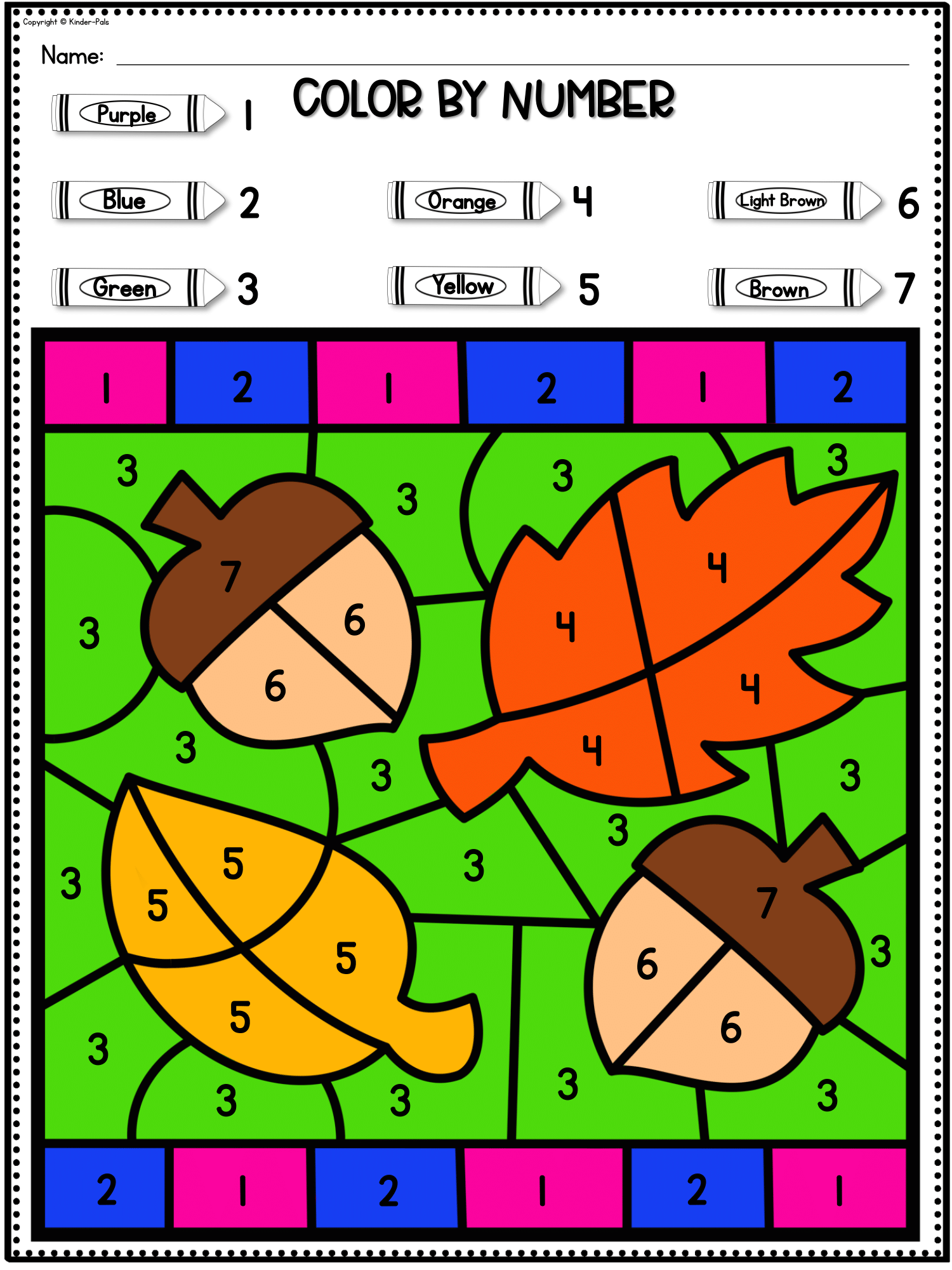 Color by number fall coloring pages numbers