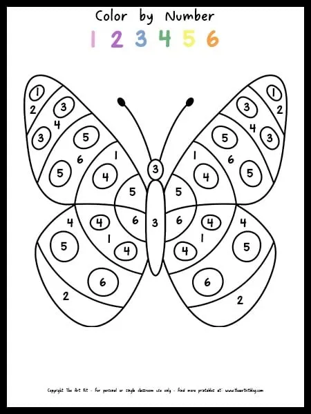 Color by number butterfly coloring page â free â the art kit