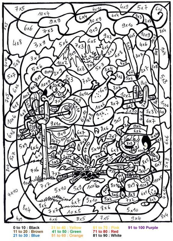 Characters color by number coloring pages