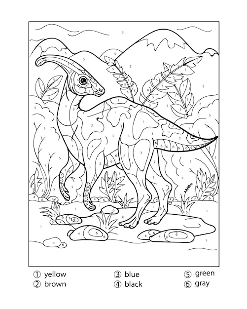 Premium vector dinosaur color by number coloring pages for adults