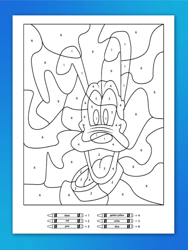 Free disney color by number printables for kids