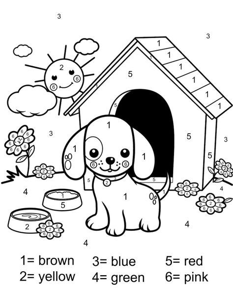 Color by number fun and educational activity for preschoolers