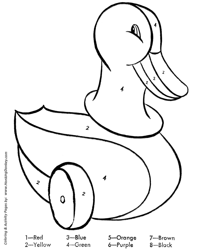 Toy animal coloring pages toy duck color by number activity sheet