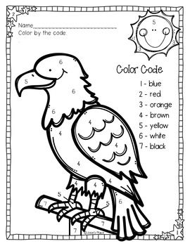 Color by number bald eagle freebies two levels to choose from eagle craft kindergarten activities bald eagle